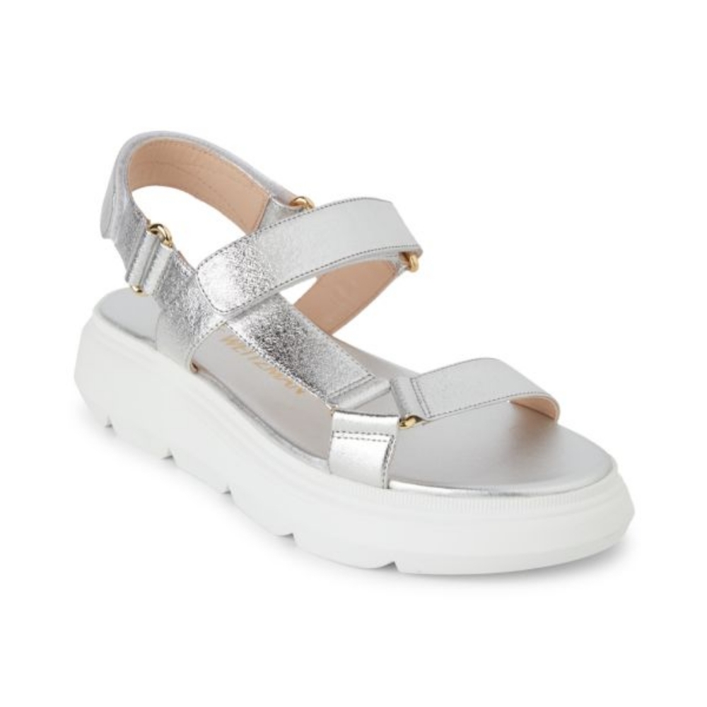 Stuart Weitzman Zoelie Metallic Silver Platform Sandals sz 7.5